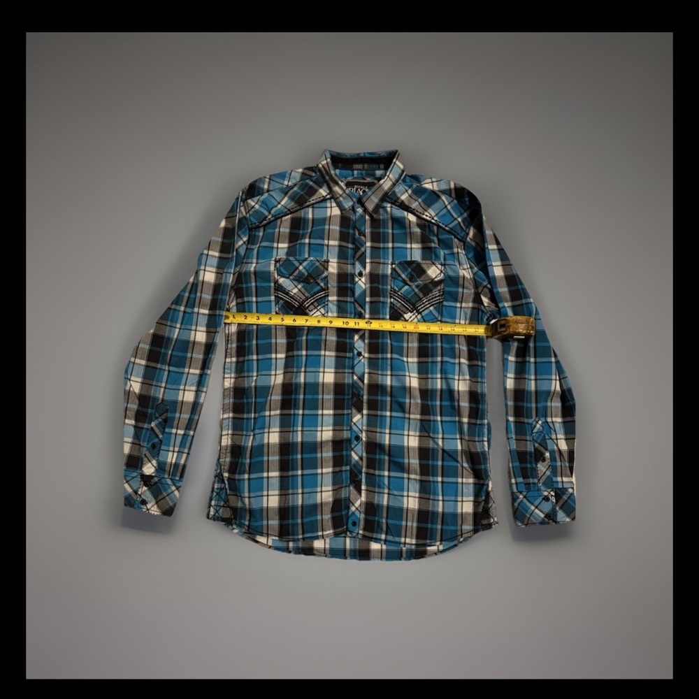 Buckle Blue and Black Casual Plaid Shirt 180
